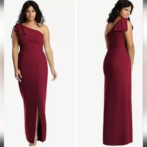After Six Bowed One-Shoulder Trumpet Gown In Burgundy Womens 6 NWT